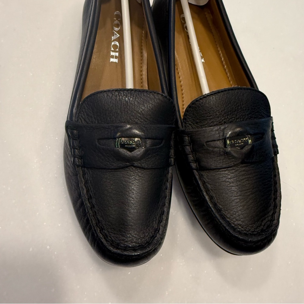 Coach Women’s Black Penny Loafers Pebble Grain Leather 6.5B NEW in BOX - Picture 9 of 9